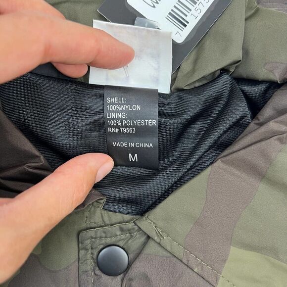 New Smith Men US M Coaches Jacket Snap Front Olive Camo Windbreaker Beimar - Picture 11 of 12